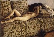 Gustave Caillebotte The female nude on the sofa France oil painting artist